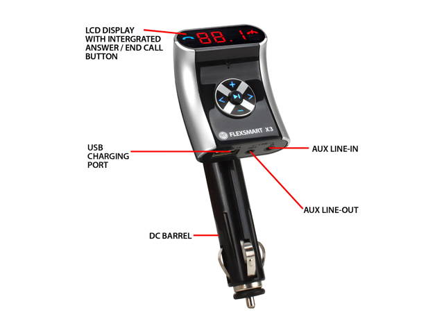 GOgroove FlexSMART X3 Mini Bluetooth FM Transmitter Car Kit w/ Wireless Hands-Free Calling, USB Charging and Audio Playback - Works with Apple iPhone 6s , Samsung S6 Edge, Microsoft Lumia 950 and More