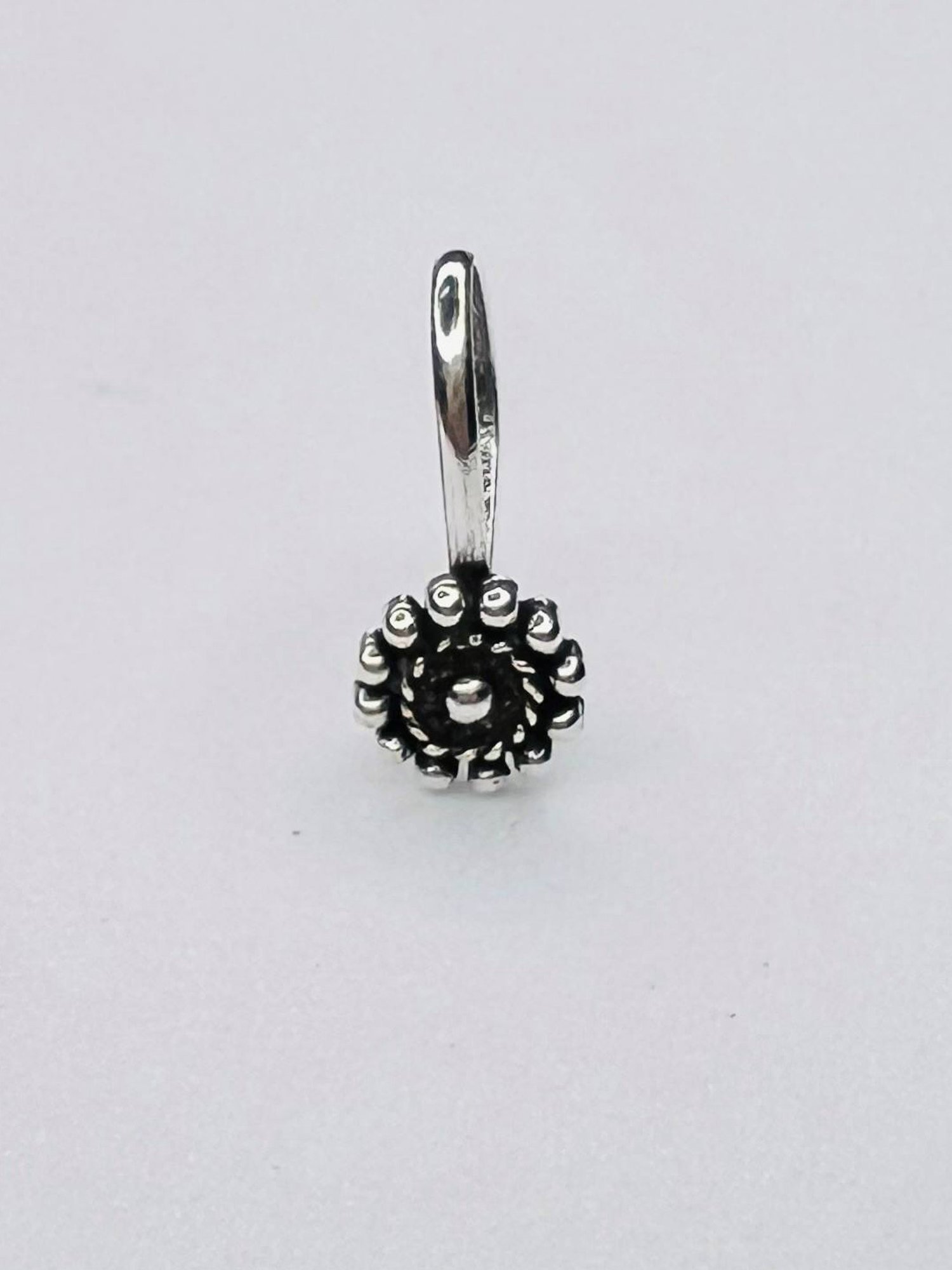 Arte Jewels 925 Sterling Silver Oxidized Round-shape Clip on Nosepin for Women & Girls