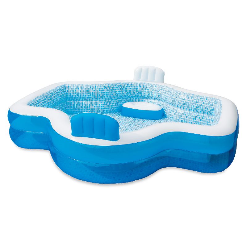 Summer Waves Inflatable Elegant Family Pool with 2 Built In Cushioned Seats, Drain Plug, and 2 In 1 Inflation and Deflation Valve