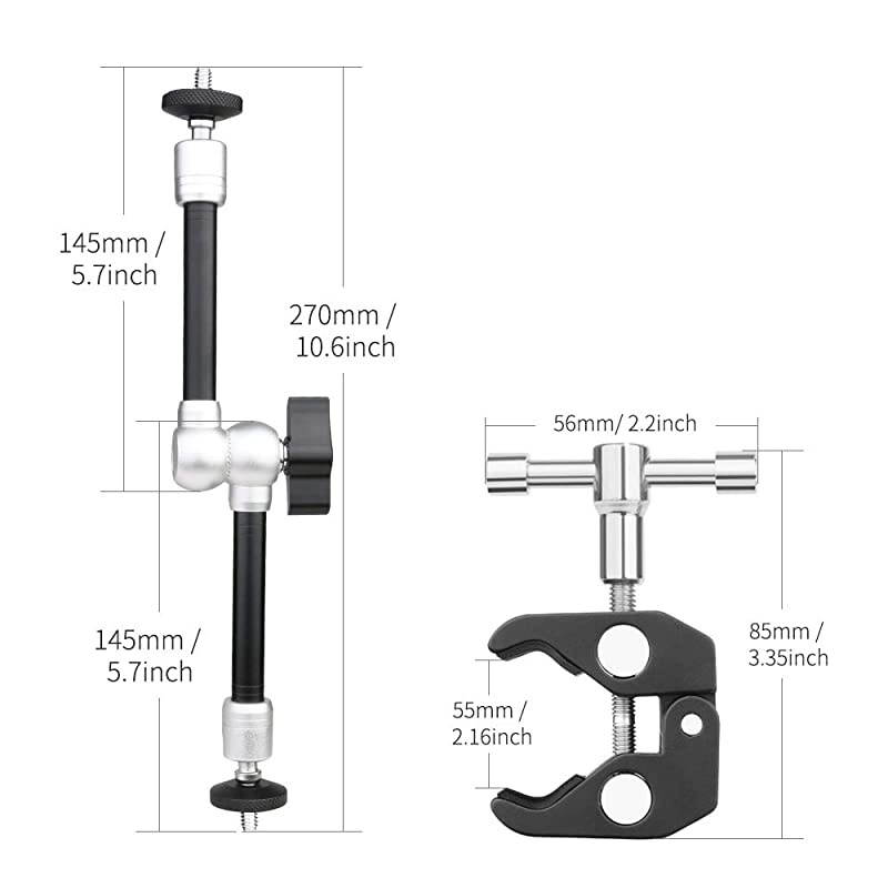 11inch Adjustable Articulating Friction Magic Arm amp Large Super Clamp Compatible with DSLR Camera Rig LED Lights Flash Light LCD Monitor