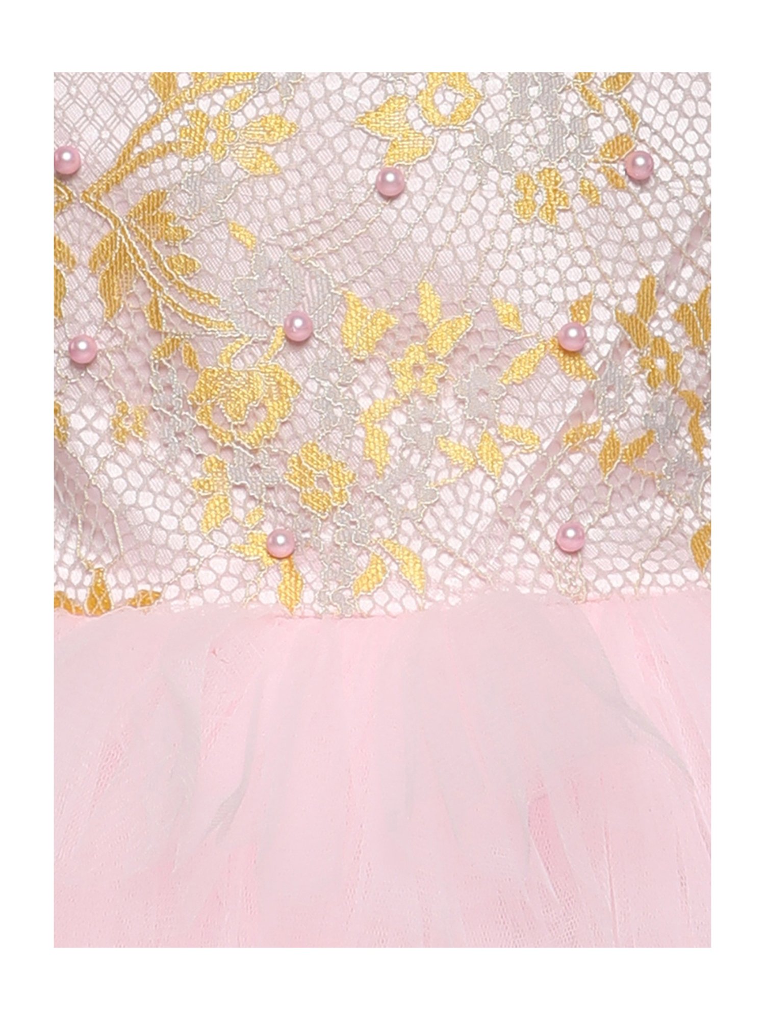 Many Frocks Kids Pink Embroidered Dress