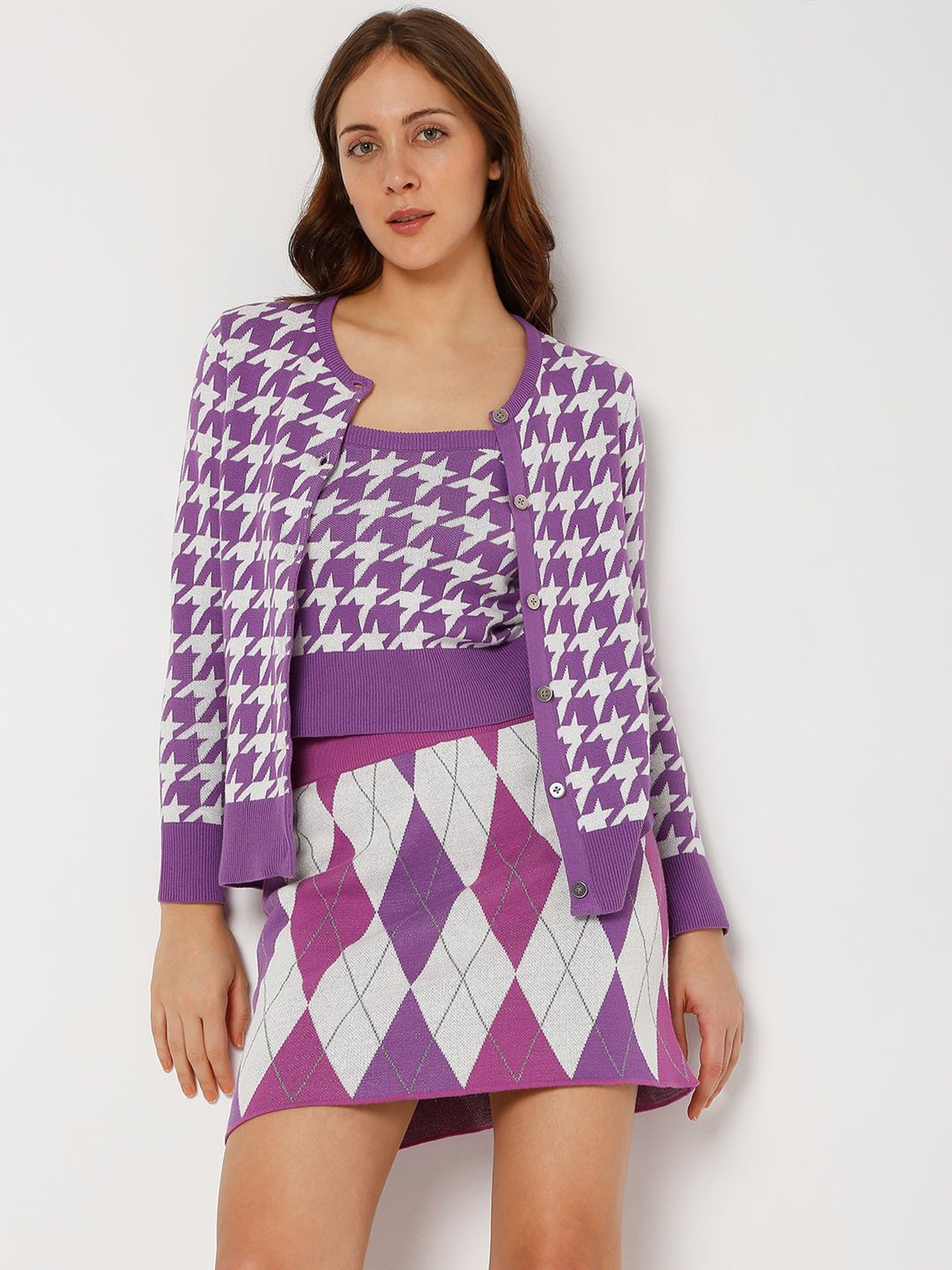 Vero Moda Purple & White Printed Jacket