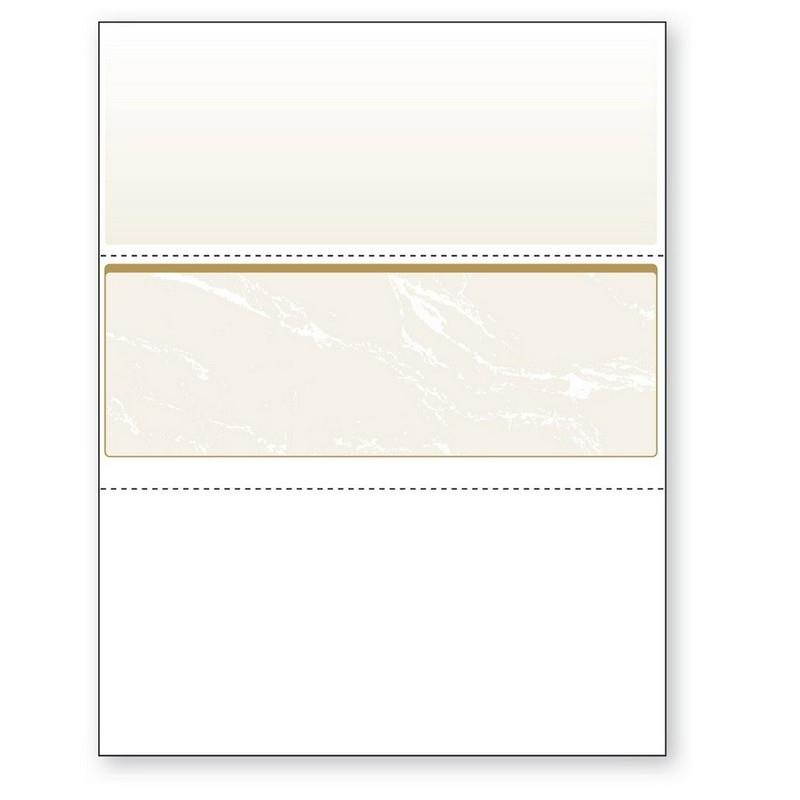 8-1/2'' x 11" Standard Gold Marble Laser Check, Middle Position, 24# Stock (Carton of 2500)