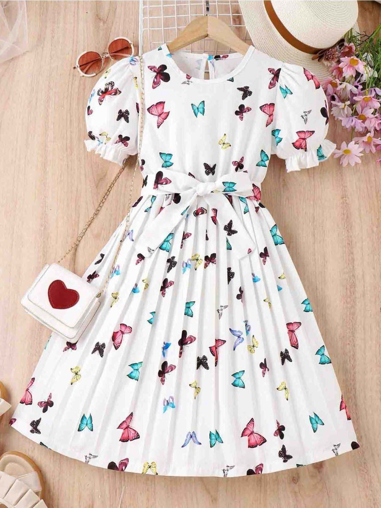 Bolly Lounge Girls Smoke White Floral Dress