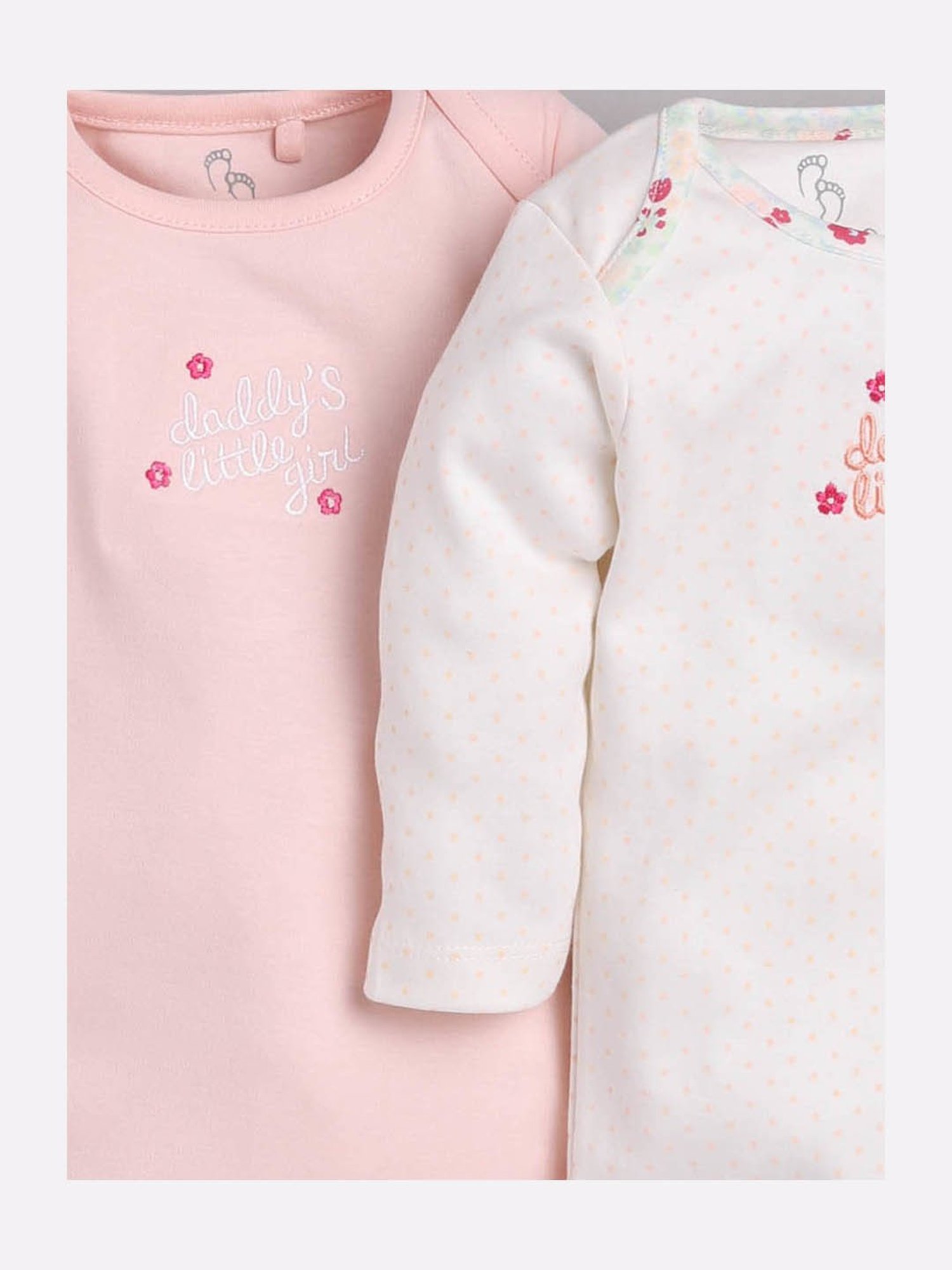 Baby Go Kids Peach & White Printed Onesie (Pack Of 2)
