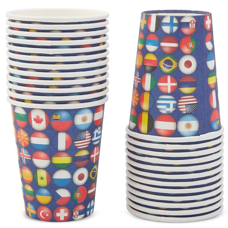 Blue Panda 168-Piece Serves 24 International World Cup Party Supplies - Disposable Plate, Napkin, Cup & Cutlery