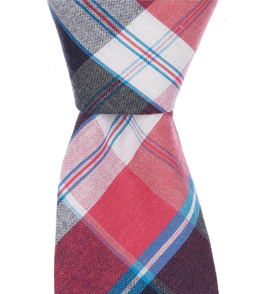 Roundtree & Yorke Madras Plaid Skinny 2 3/4#double; Silk Tie