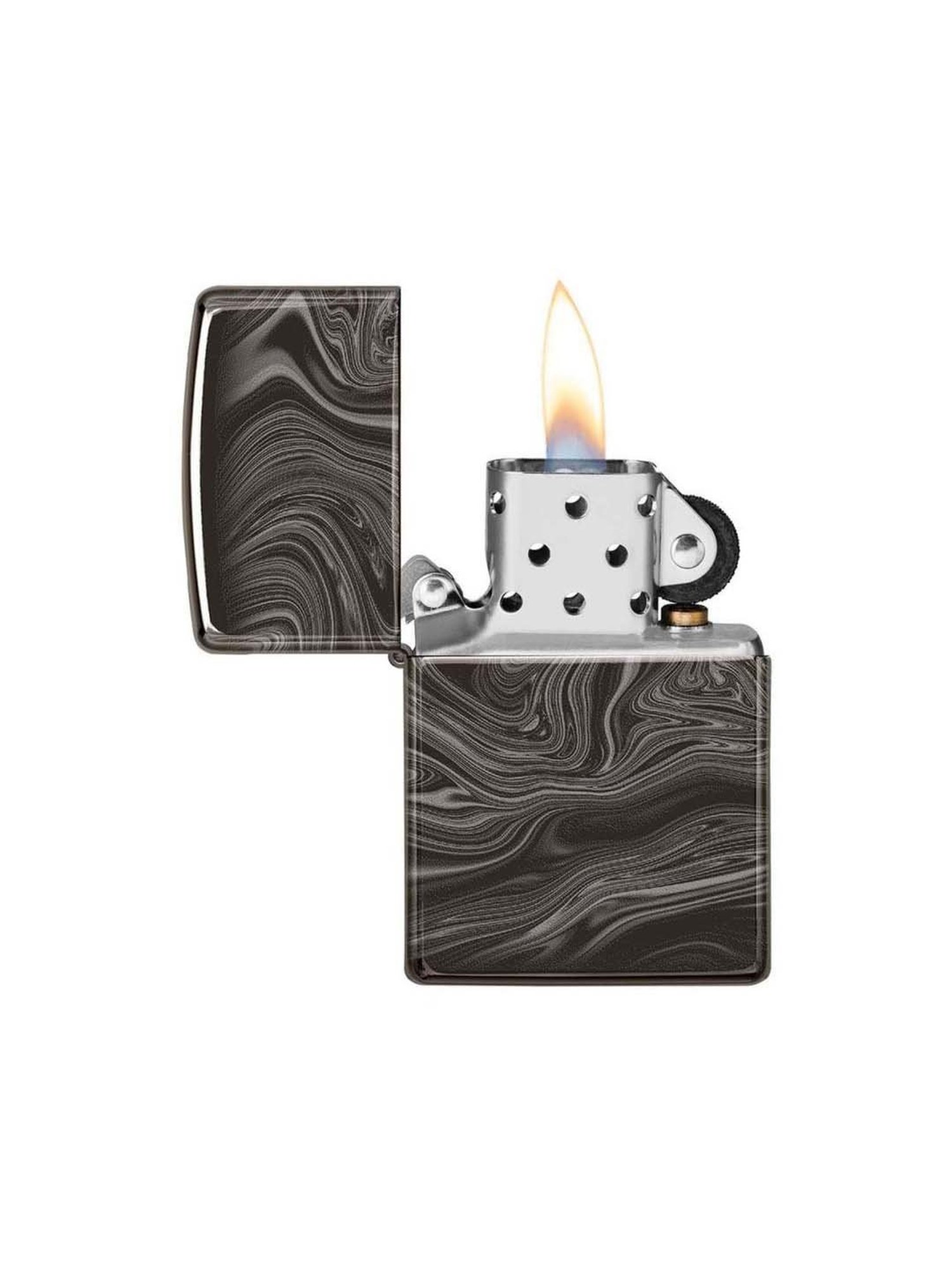 Zippo Black Brass Marble Design Windproof Pocket Lighter