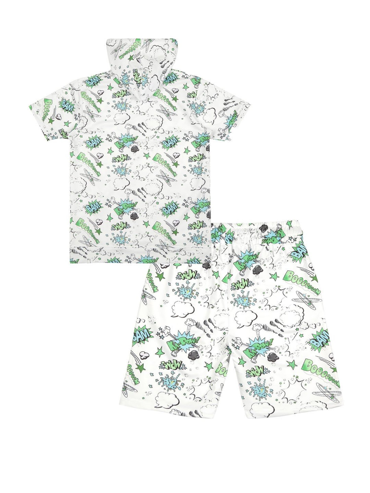 Cavio Kids White Printed T-Shirt with Shorts