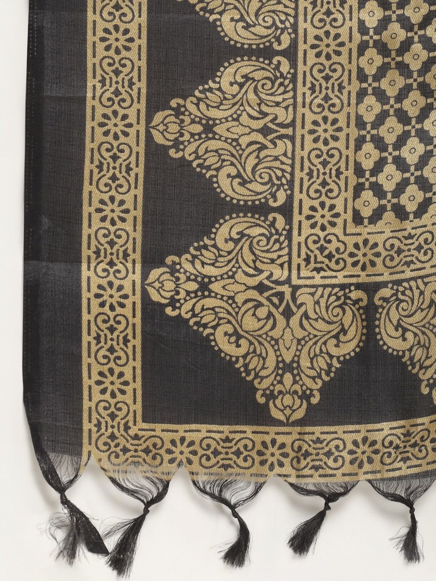 TAG 7 Beige & Black Printed Dupatta