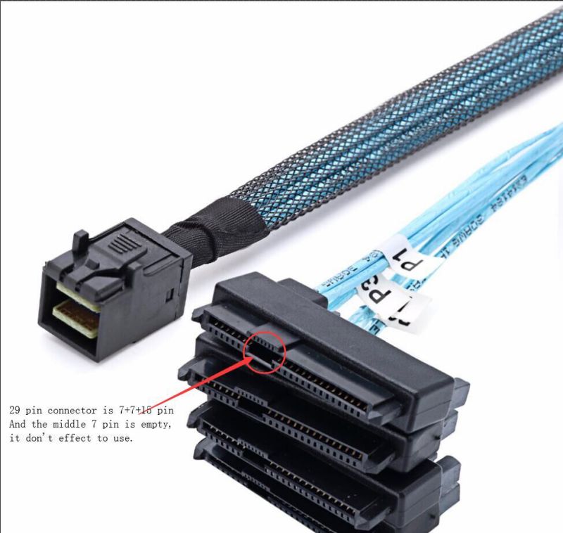 Weastlinks SAS SATA Cables SFF-8643 To 4 SFF-8482 Internal Mini SAS HD to 4 29pin SFF-8482 connector with SAS 15pin Power Port 12GB/S Cable