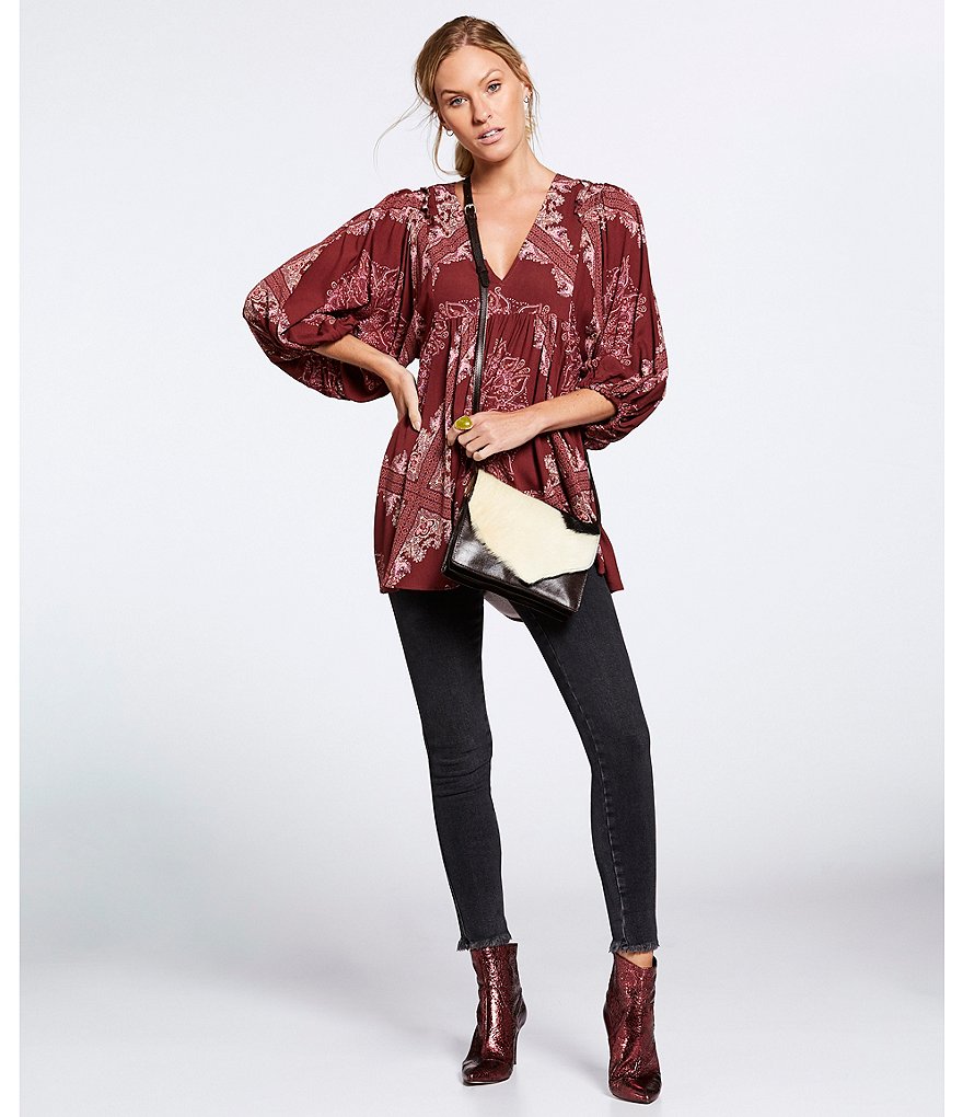 Free People Raw Hem High Rise Cotton Blend Jeans