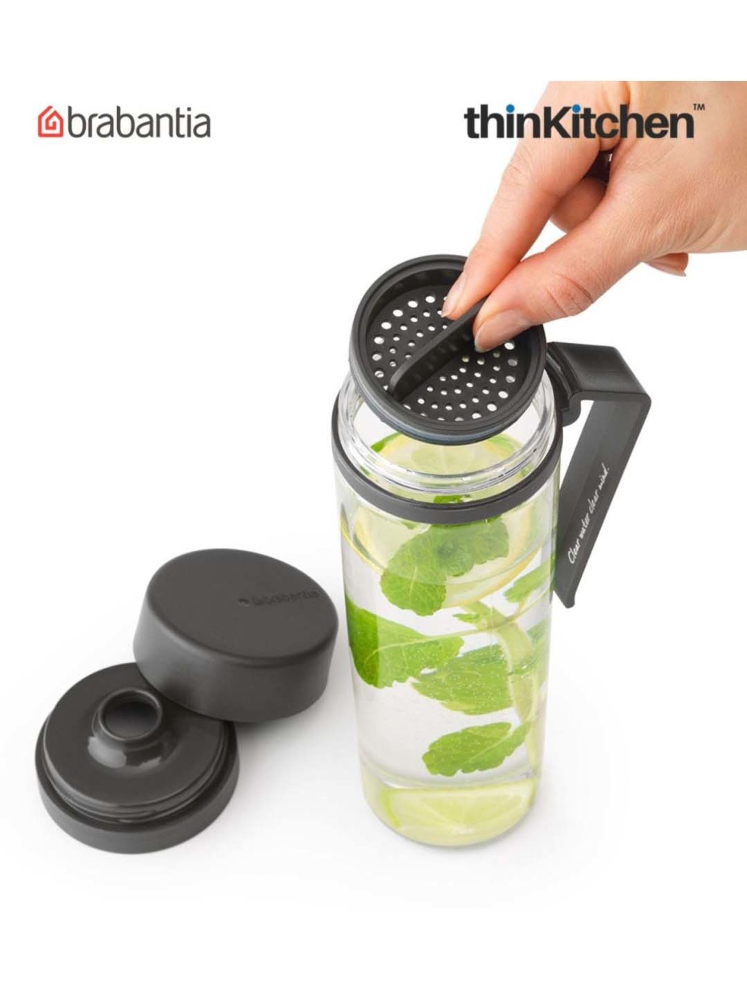Brabantia Dark Grey Plastic Make & Take Water Bottle With Strainer (10 L)