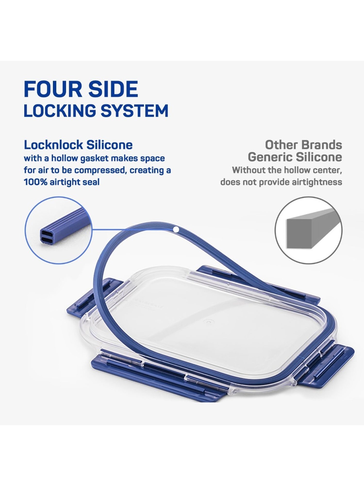 Lock & Lock Transparent Plastic Airtight Food Storage Containers With Lid - Set of 2