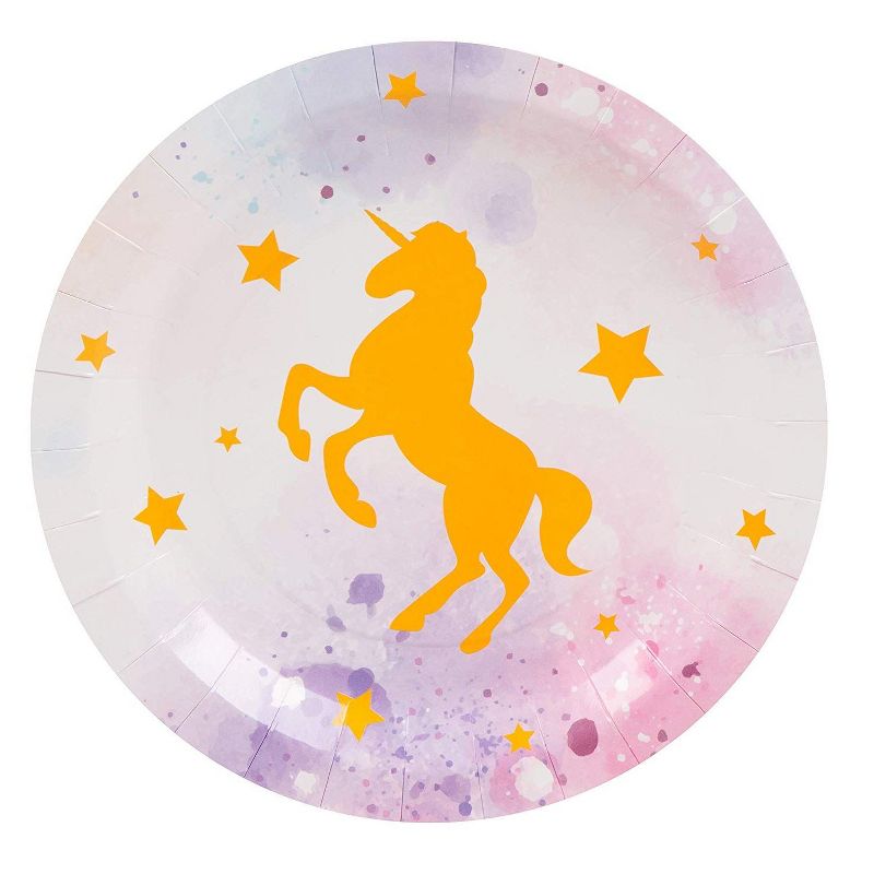 Juvale 144-Piece Serves 24 Unicorn Party Supplies - Disposable Plates, Napkins, Cups & Cutlery