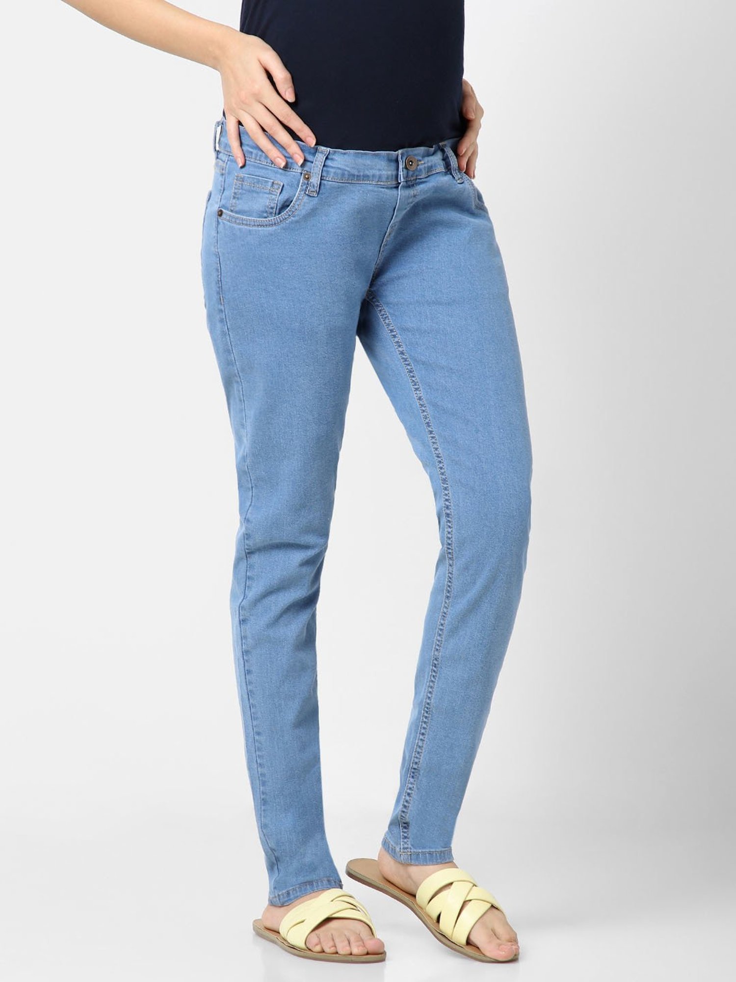 Mystere Paris Blue Cotton Maternity Jeans