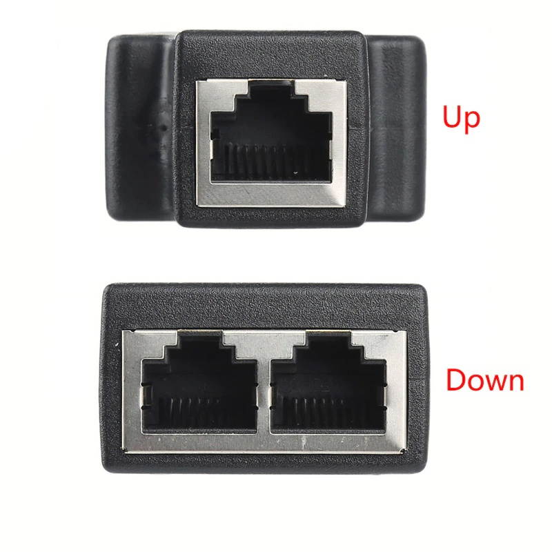 2 pcs/set 1 to 2 Dual Female Port RJ45 Splitter Connector CAT6 LAN Ethernet Sockt Network Connections Splitter Adapter