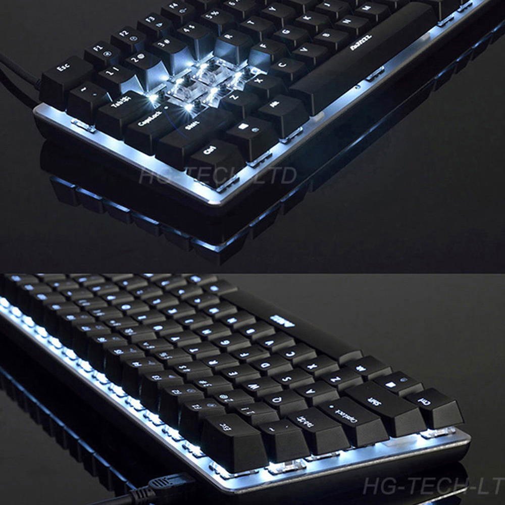 UrChoiceLtd&reg; Ajazz Geek AK3 Usb Wired Gaming Mechanical Keyboard Blue Black Switches for Office, Typists and Play Games ( Blue Switch, Black)