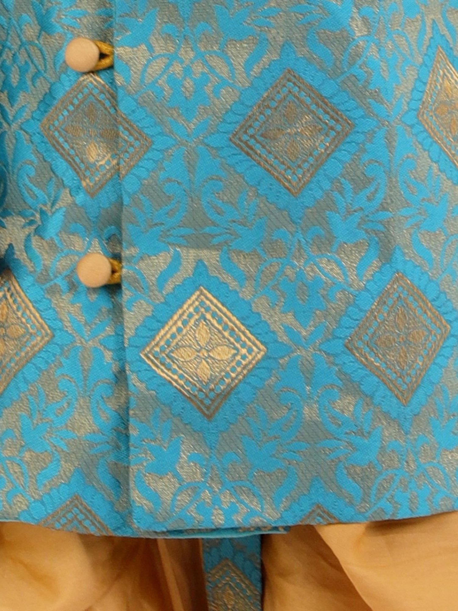 Little Bansi Kids Royal Blue Cotton Embellished Sherwani Set