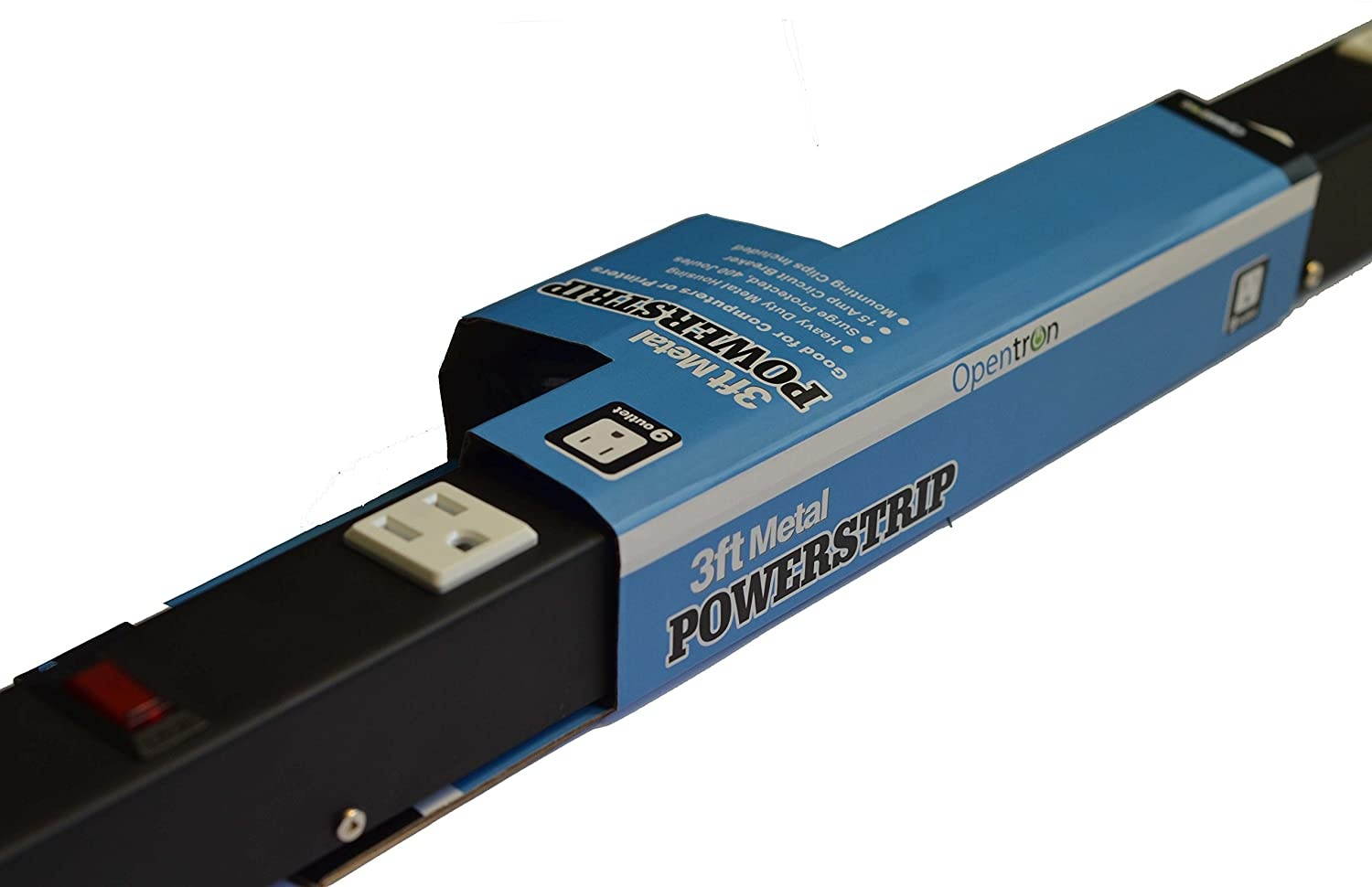 Opentron OT3093 Metal Surge Protector Power Strip Extension Cord 3 Feet 9 Outlet 3 Feet Power Cord