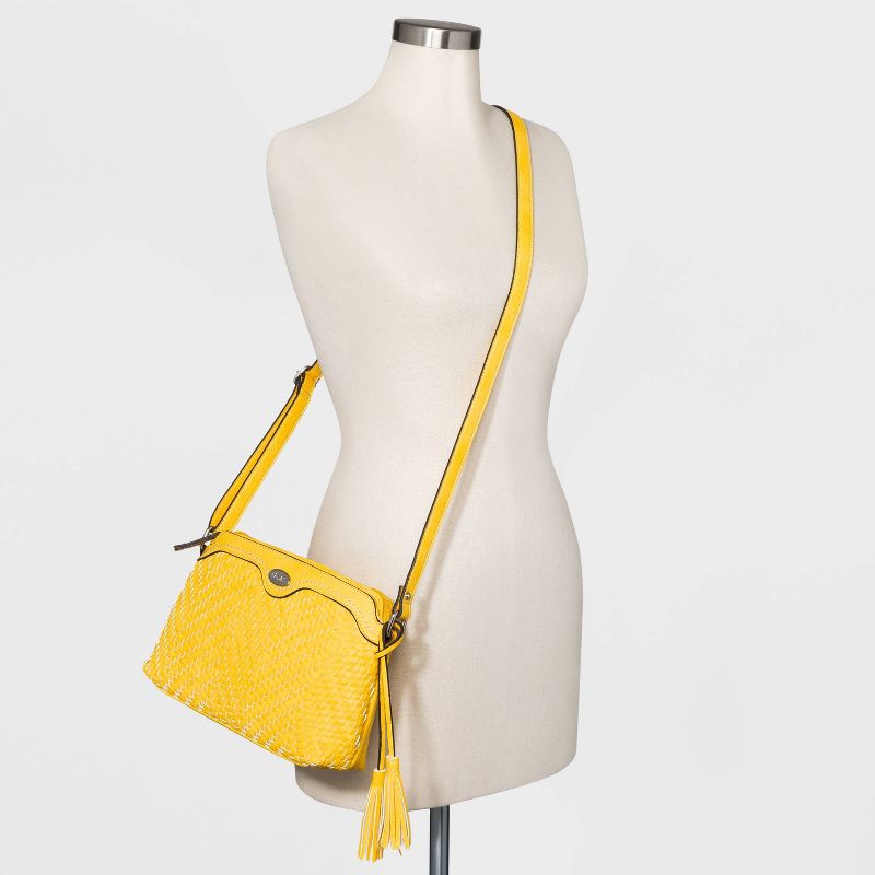 Bolo Zig Zag Woven Multi Compartment Crossbody Bag - Yellow