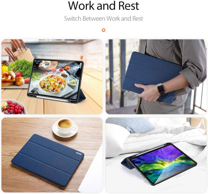 Leather Case for Pro 12.9 2020/2018,Trifold Smart Case with Auto Sleep/Wake,Slim Cover with Stand Pen Holder Soft TPU Back Cover,Support wireless Charging