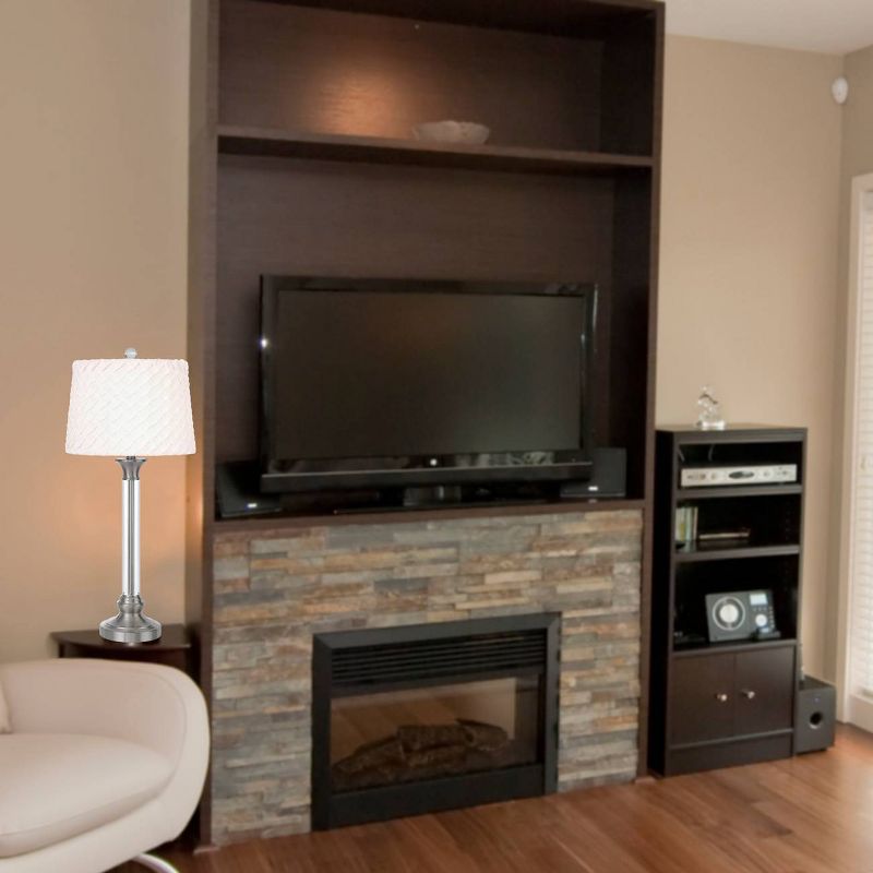 32" Metal/Crystal Contemporary Table Lamp Brushed Steel - Cal Lighting