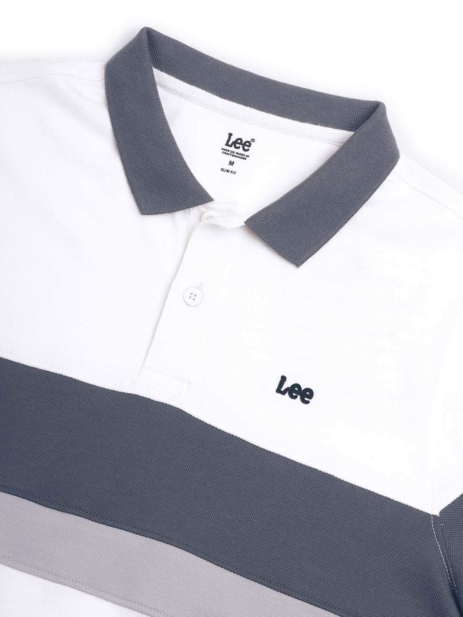 Lee White Slim Fit Cotton Polo T-Shirt