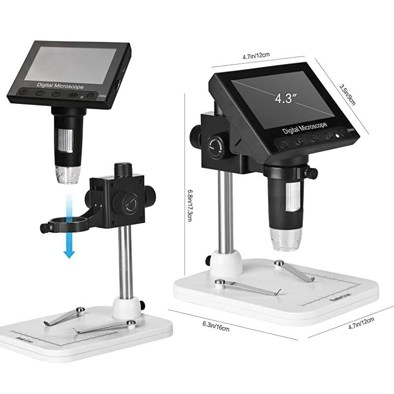 43 inch LCD Digital USB Microscope 720P 10X600X Magnification Zoom Handheld Endoscope Inspection Camera Video Recorder8 LED Adjustable LightRechargeable Lithium Battery MicroSD Storage
