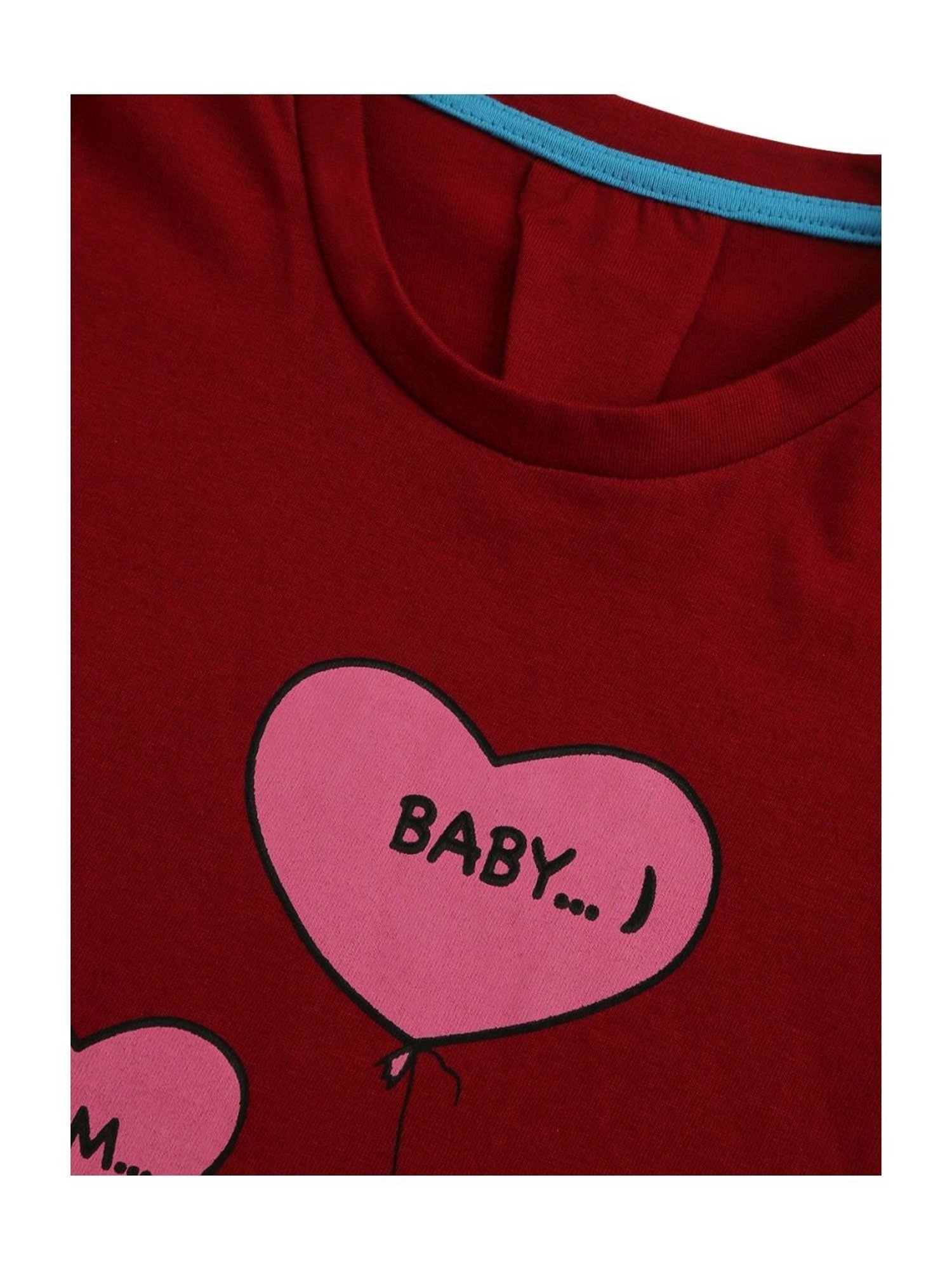 Kids Craft Maroon Cotton Printed T-Shirt & Pants