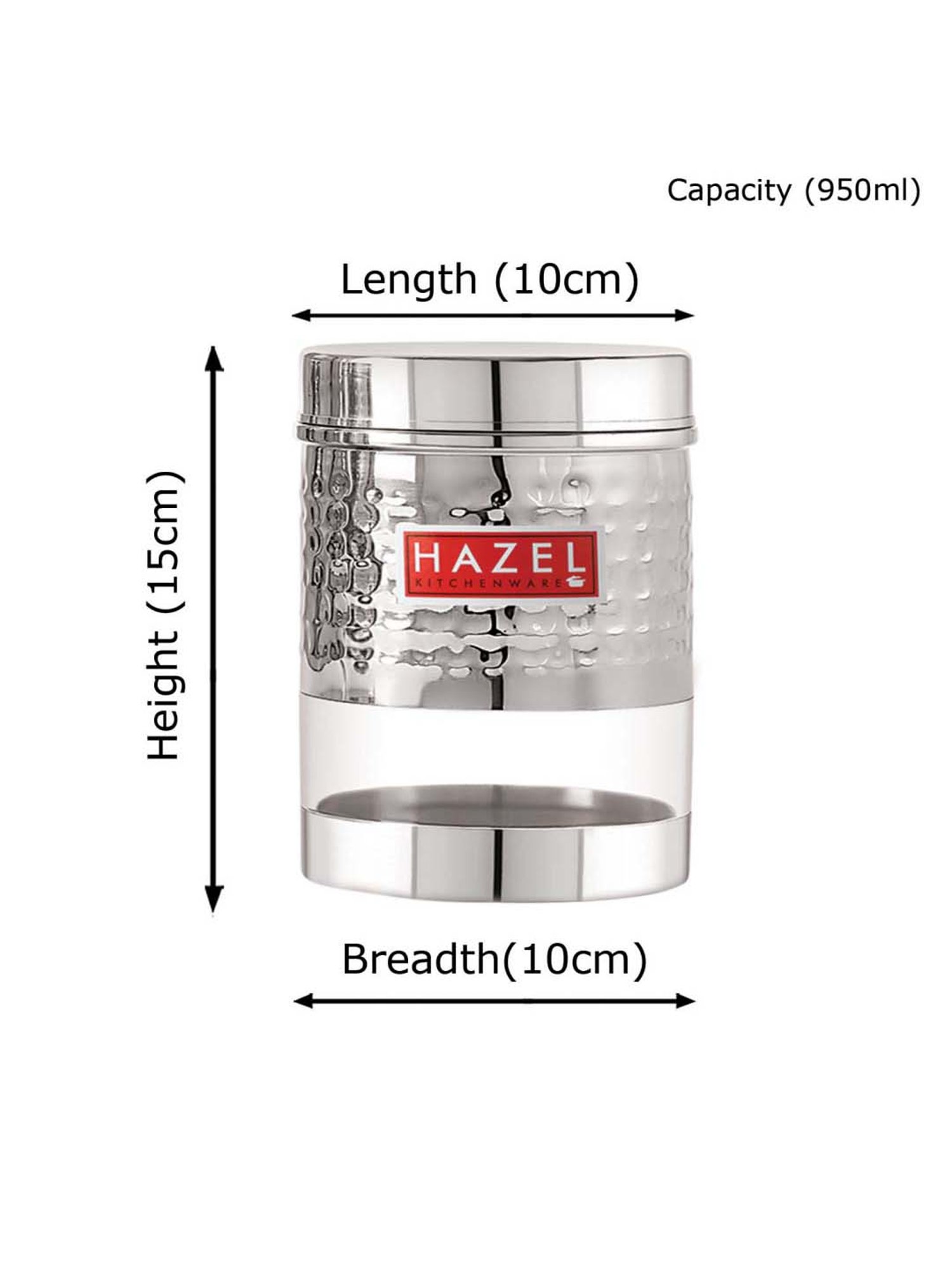 HAZEL Silver Stainless Steel Storage Containers (950 ml) - 950 ML