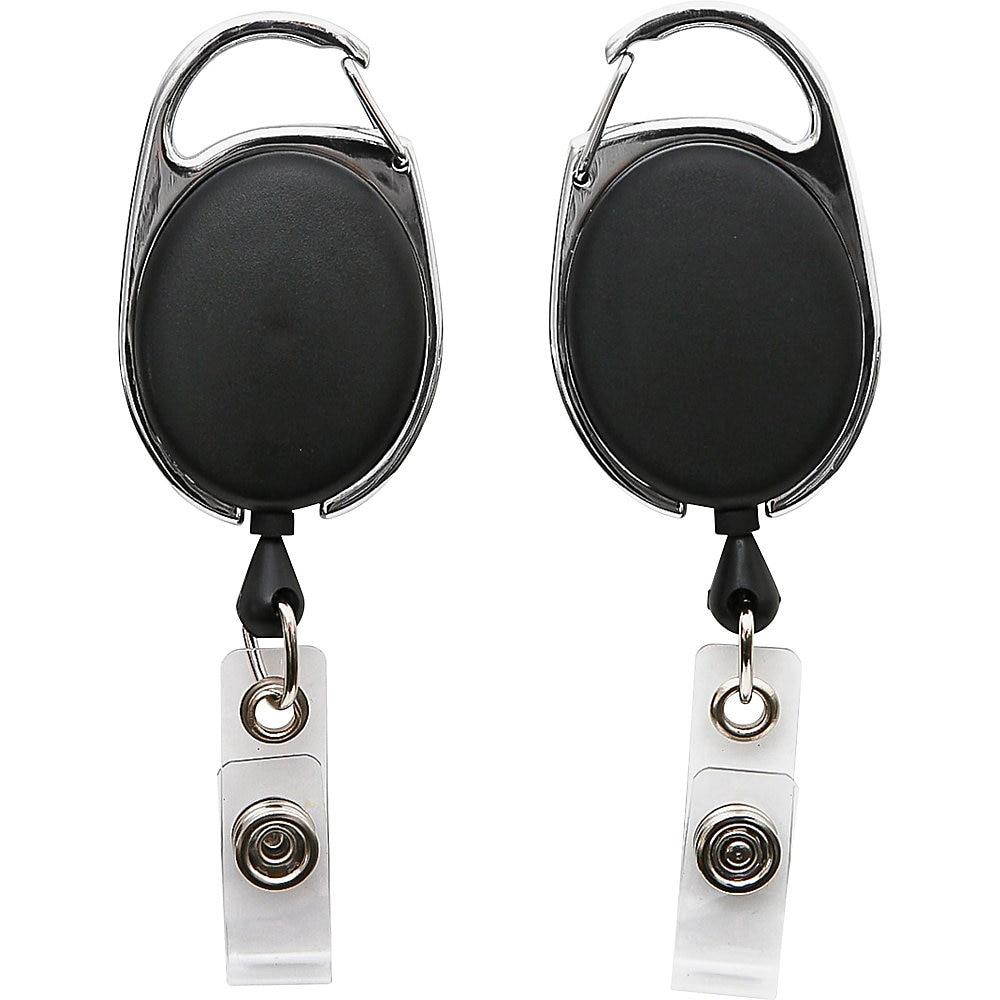 Baumgartens Clip ID Badge Reel, Caribiner Style, 30", Matte Black 68754