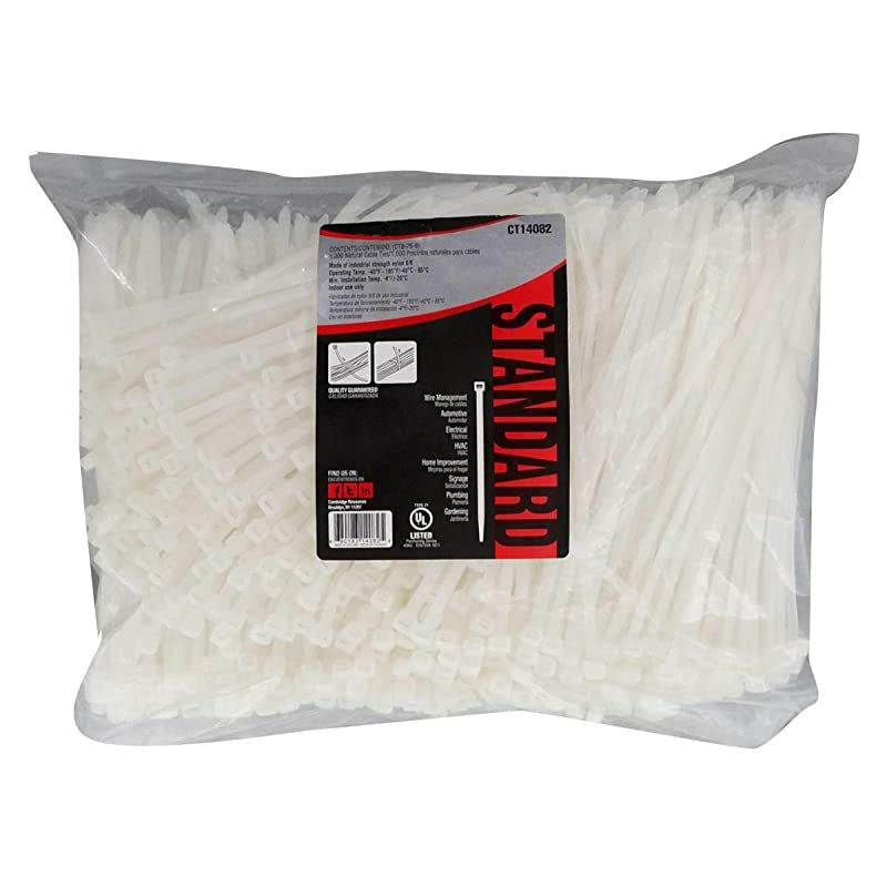 ZipIts Multi Purpose Cable Ties Zip Ties 8 Inch 75 Lb 1000 Pieces Standard Duty Natural