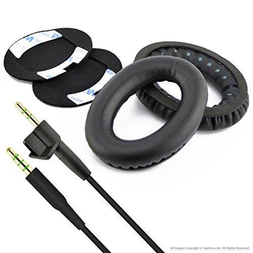 Replacement Earpad Ear Pad Cushions and Replacement Audio Cable (With Mic and Volumn Control) for Bose AE2, AE2i, AE2w Headphone (Cable + Earpad)