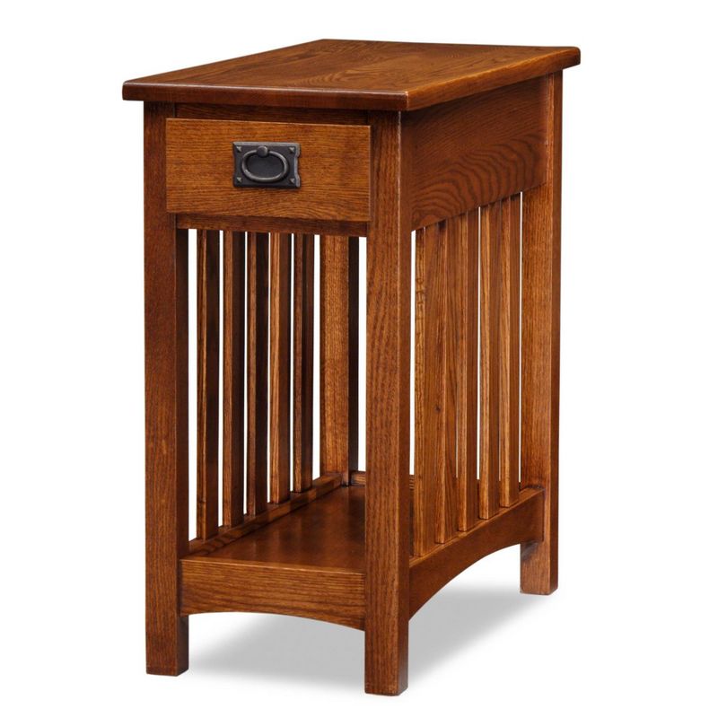 Mission End Table With Shelf - Medium Oak - Leick Home