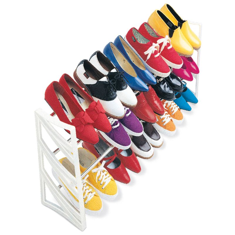 IRIS 2 Tier Slim Stackable Metal Shoe Rack Black