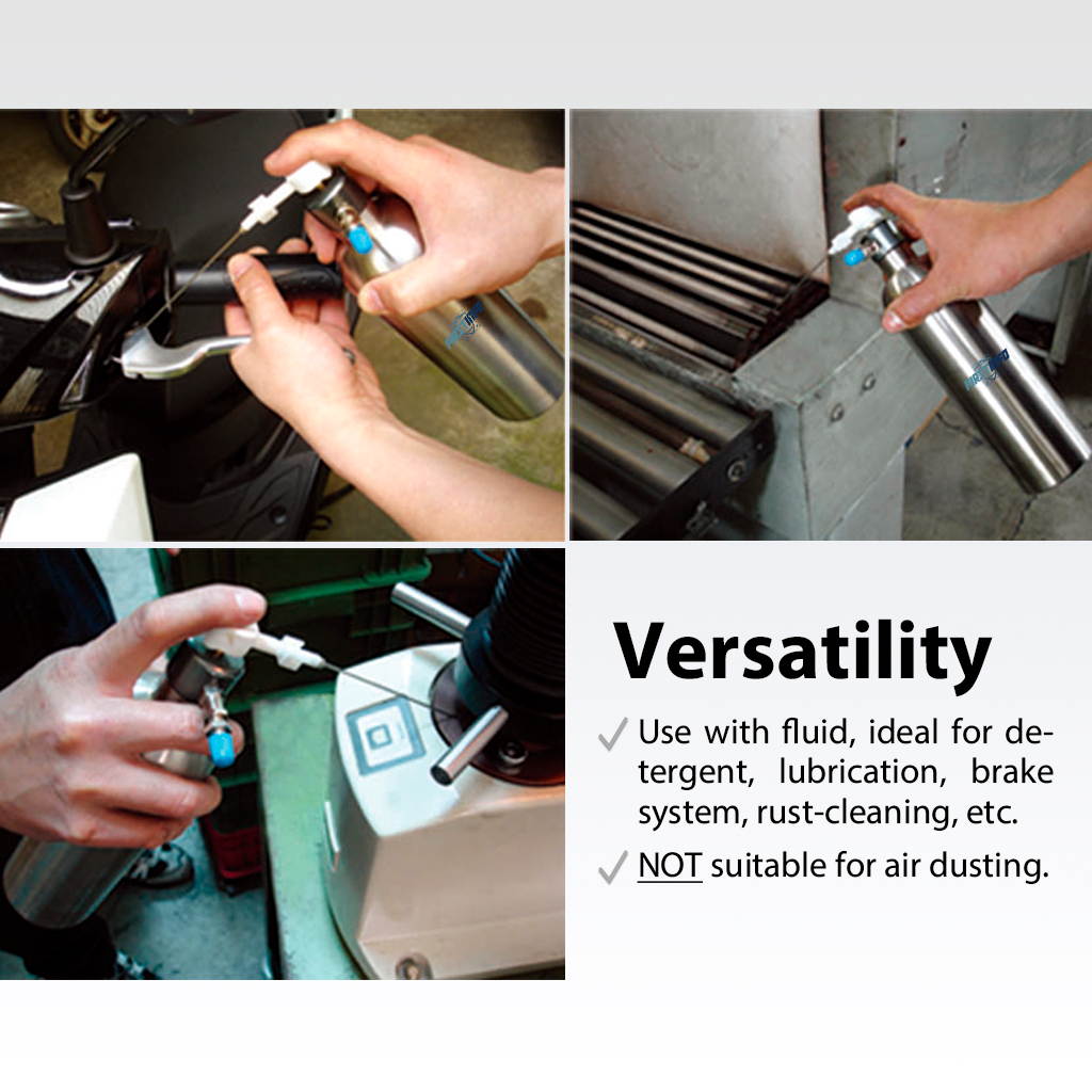 FIRSTINFO Aerosol Refillable Fluid Oil Pressure Storage Sprayer Aluminum Can Pneumatic / Manual Pump with 2 Way Nozzles for Stream and Mist Spraying, Pack of 2