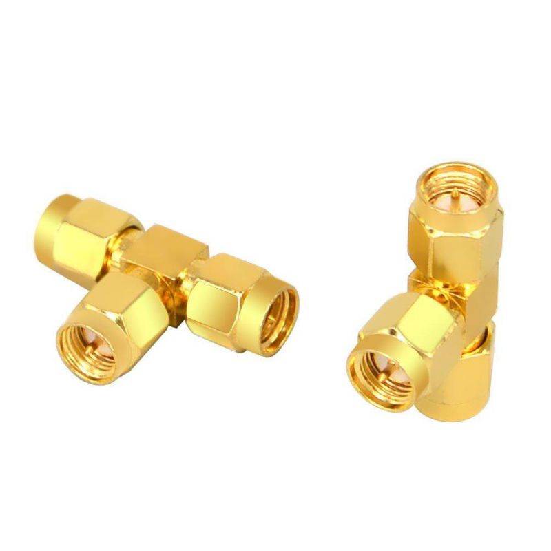 RF Coax Adapter SMA Male to Dual SMA Male Triple T RF Coaxial Adapter Connector Splitter 3 Way Antenna Converter Pack of 2