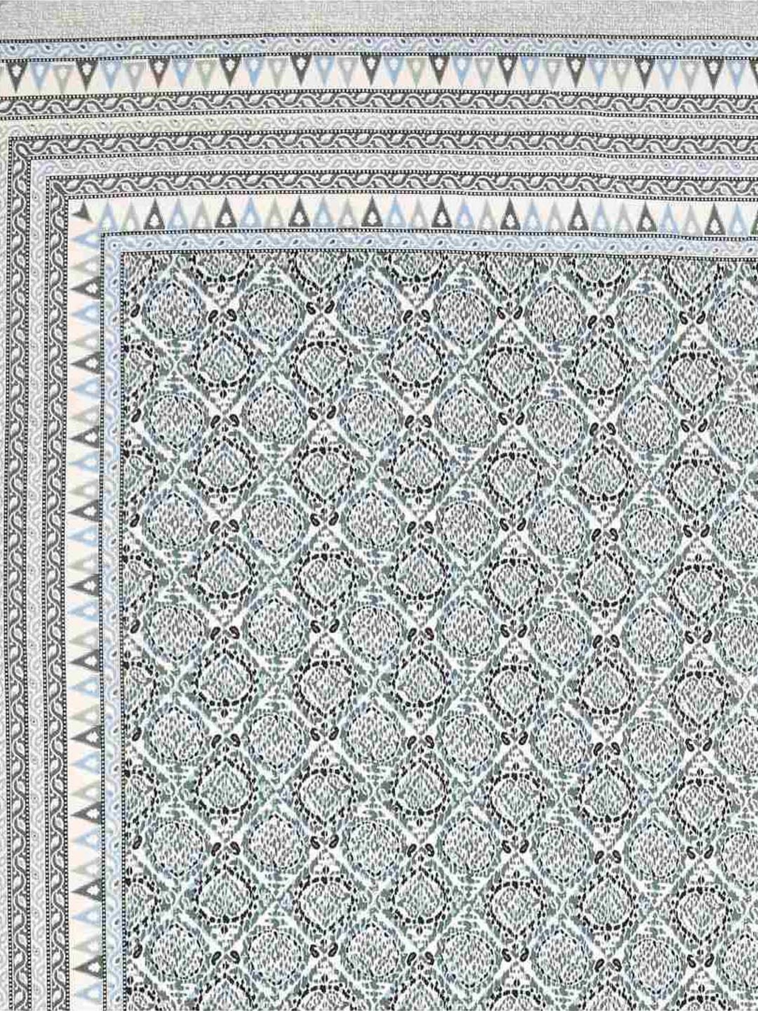 Bella Casa Ethnic Collection Grey Cotton 180 TC Bedsheet with 2 Pillow Covers