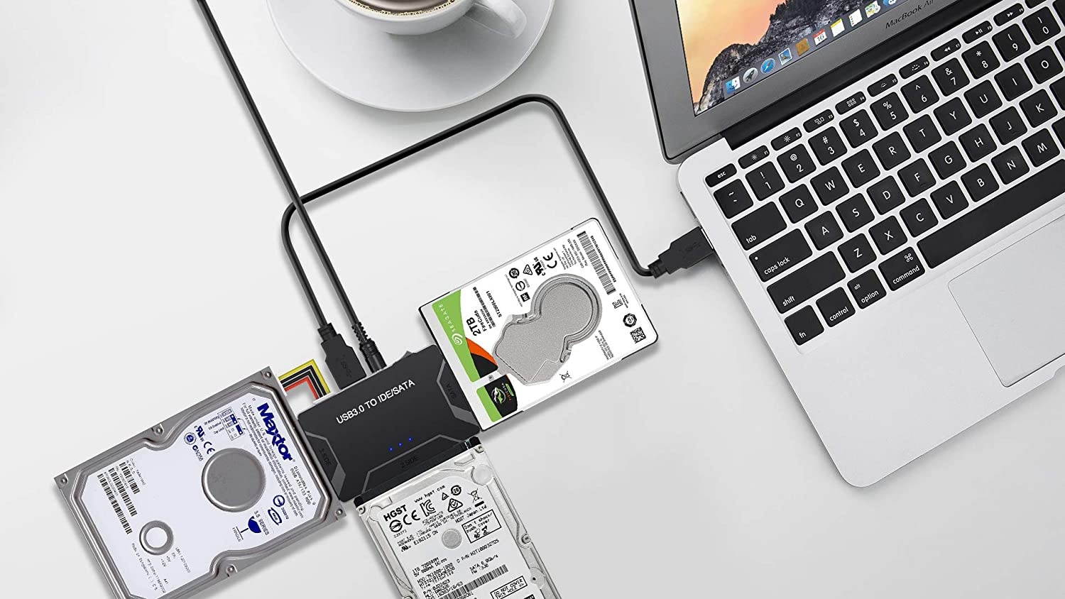 USB 3.0 to IDE/SATA Converter Hard Drive Adapter with Power Switch for 2.5/3.5SATA HDD/SSD & IDE HDD Drives Optical Drive Support 5TB Include 12V 2A Power Adapter & USB 3.0 Cable