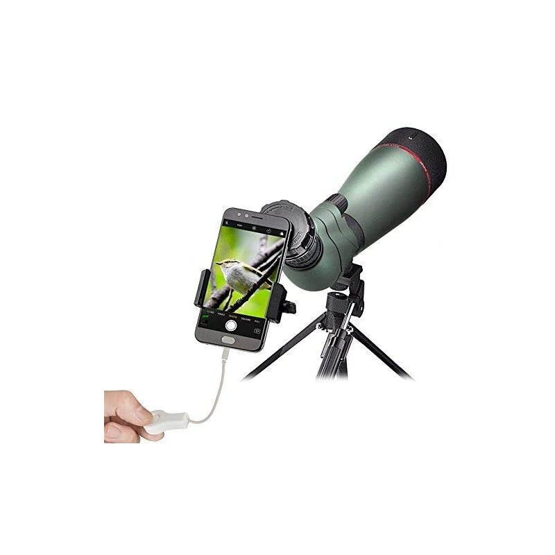 Cell Phone Adapter Mount and Wire Shutter Compatible with Binocular Monocular Spotting Scope Telescope for iPhone Sony Samsung Etc