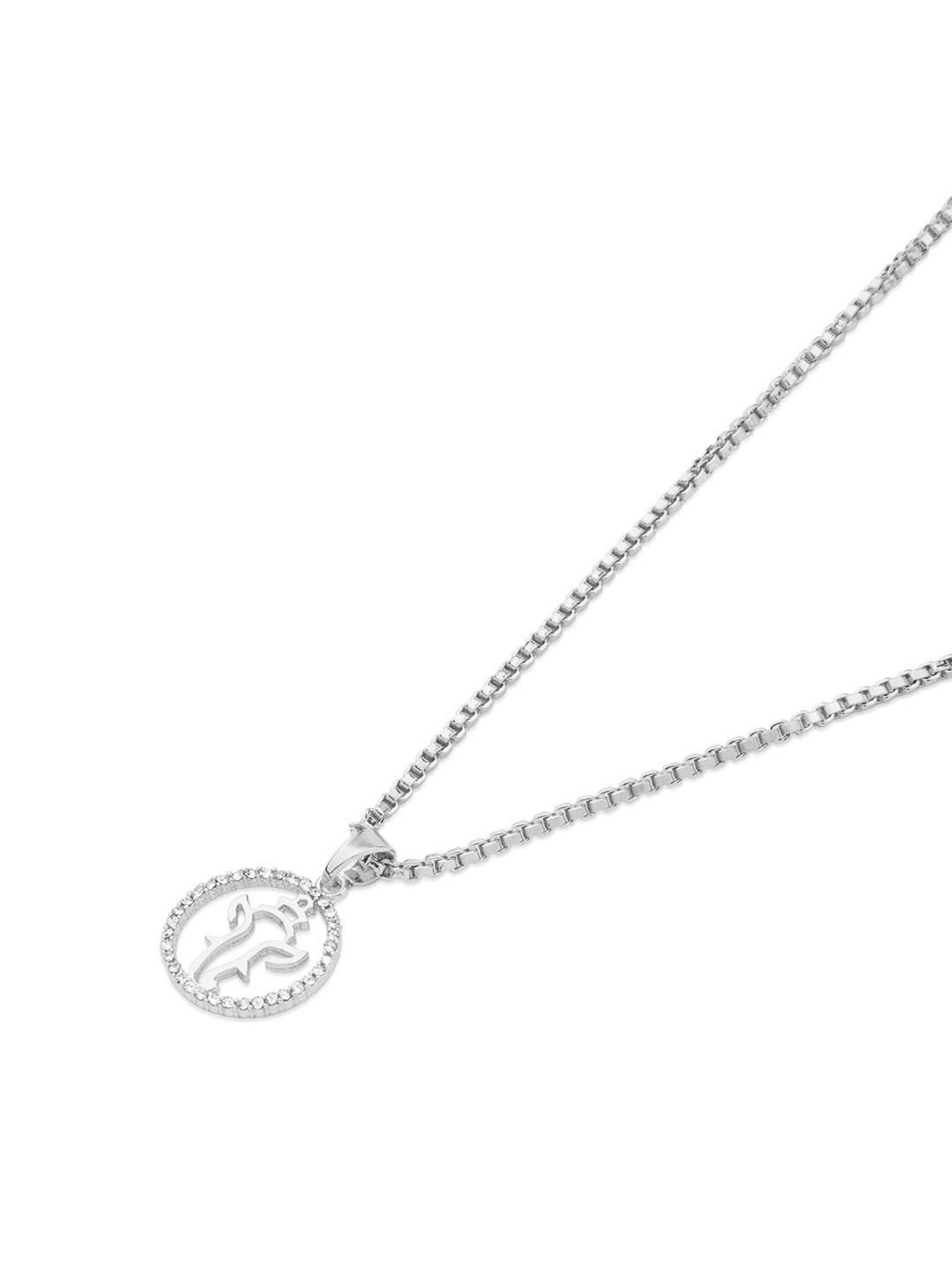 The Bro Code Silver-Plated Stone Studded Ganesh Pendant Necklace for Men