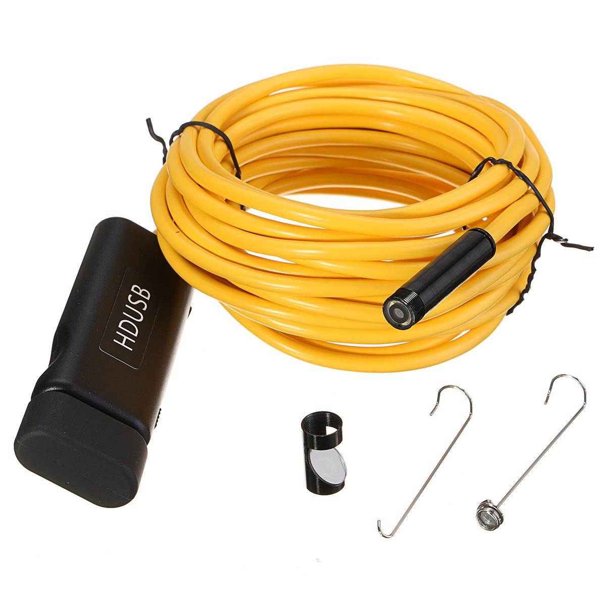 5M Android PC HD Endoscope Waterproof Snake Borescope USB Inspection Camera Yellow - 5M