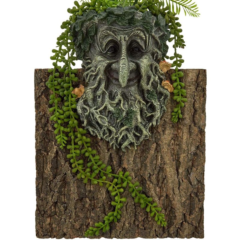 Okuna Outpost Old Man Tree Face Statue, Garden Statue Sculpture Decorations (6.5 x 9 x 3.3 in)