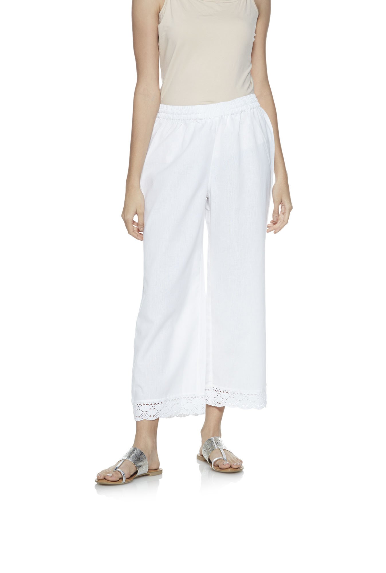 Utsa by Westside White Crochet Palazzos