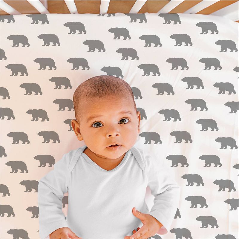 The Peanutshell Bear Fitted Crib Sheet Gray