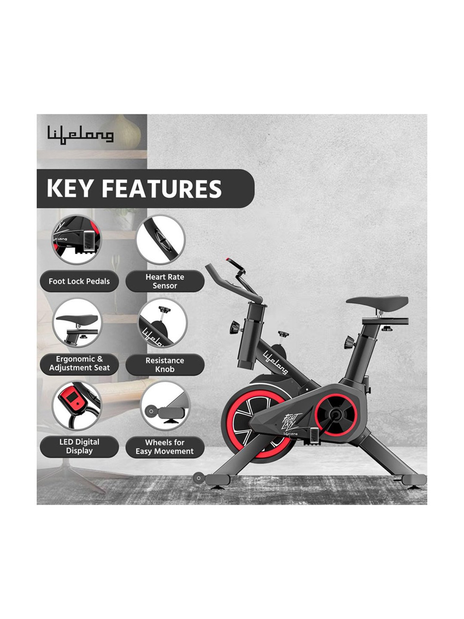 Lifelong Fitness Exercise Bike (Black) Size - One Size
