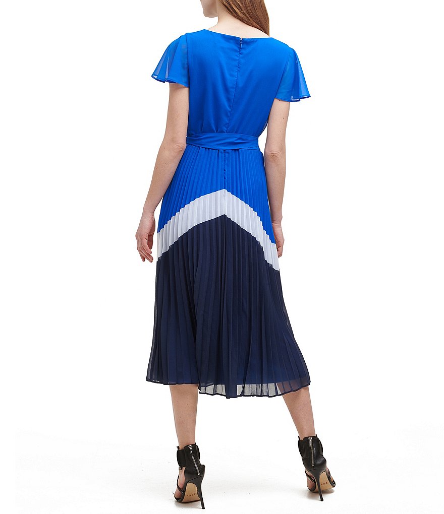 Vince Camuto Halter Bow Neck Sleeveless Midi Dress with Side Seam Pockets