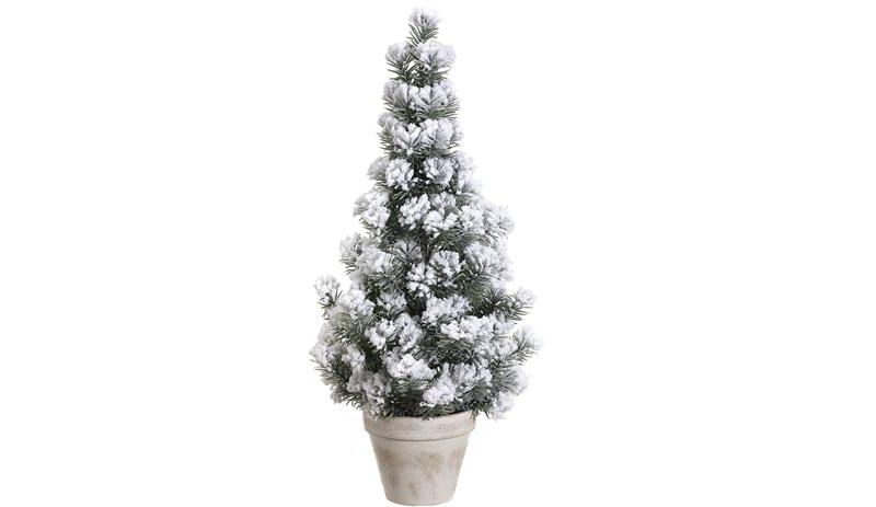 Allstate Floral 22" Unlit Artificial Christmas Tree Potted Snowy Flocked Traditional Pine Slim