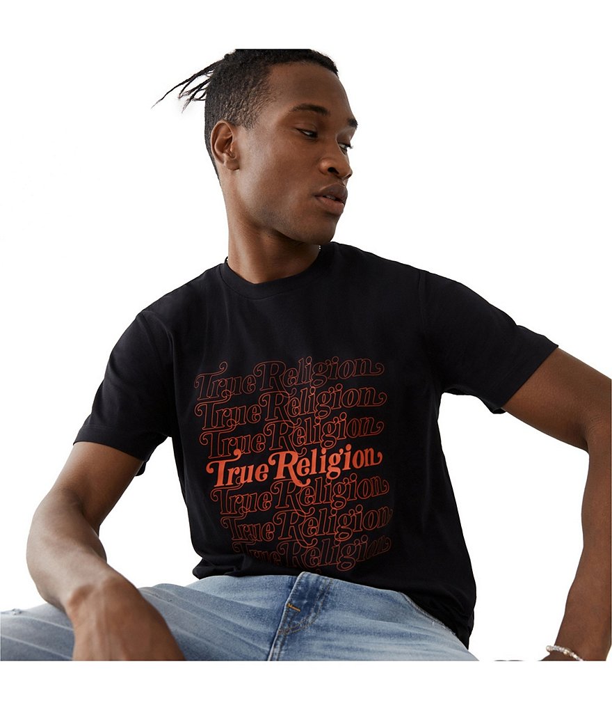 True Religion Short-Sleeve True Waterfall Logo T-Shirt